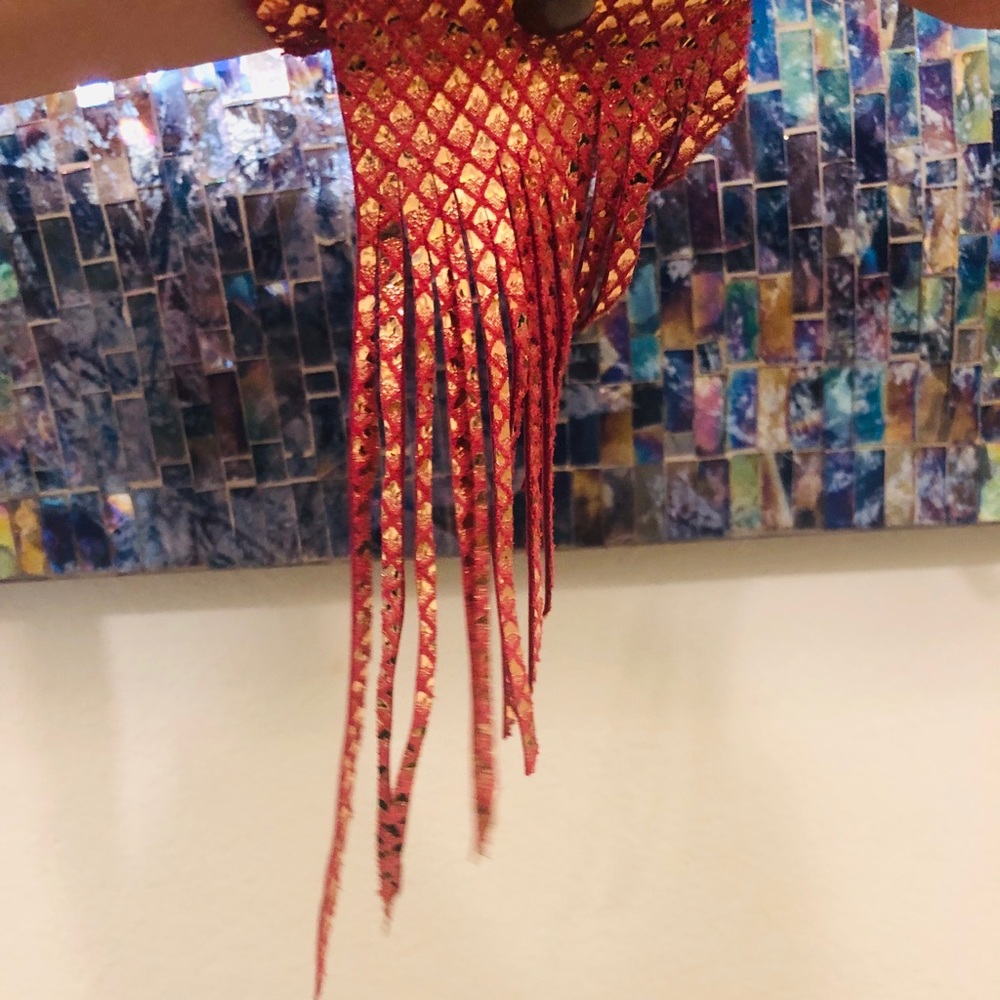 Pink gold leather cuff - Picture 5 of 9